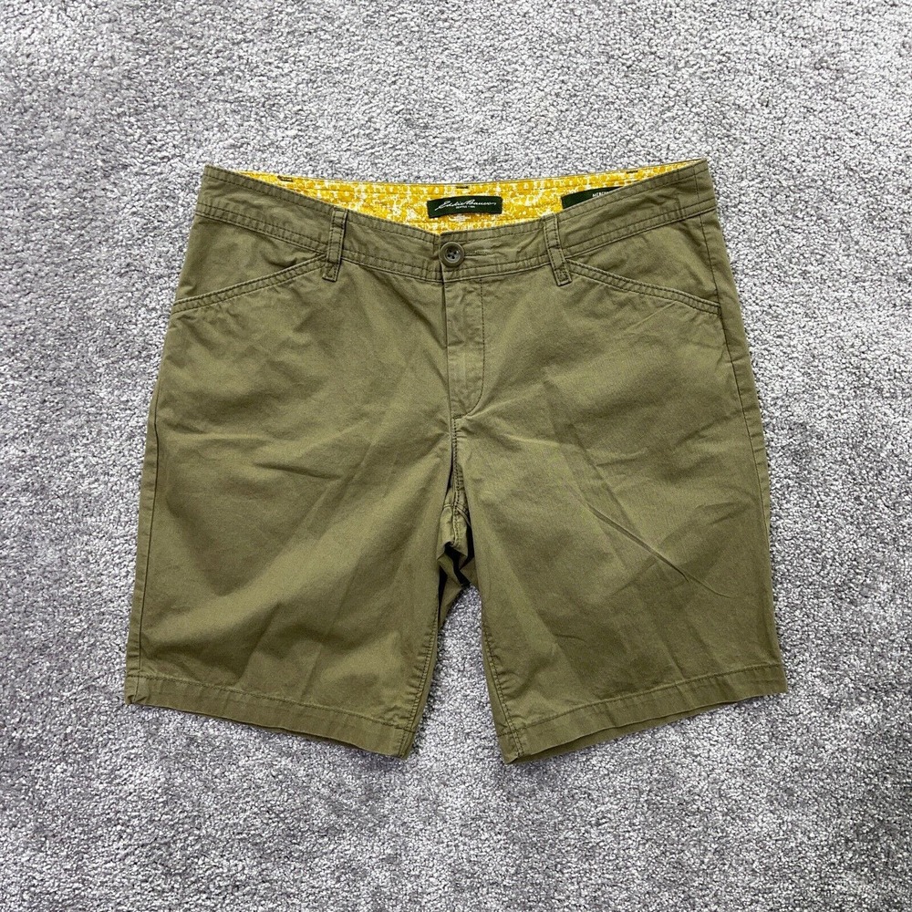 Eddie Bauer Shorts Women 8 Petite Green Bermuda Mercer Fit Specially Dyed P8